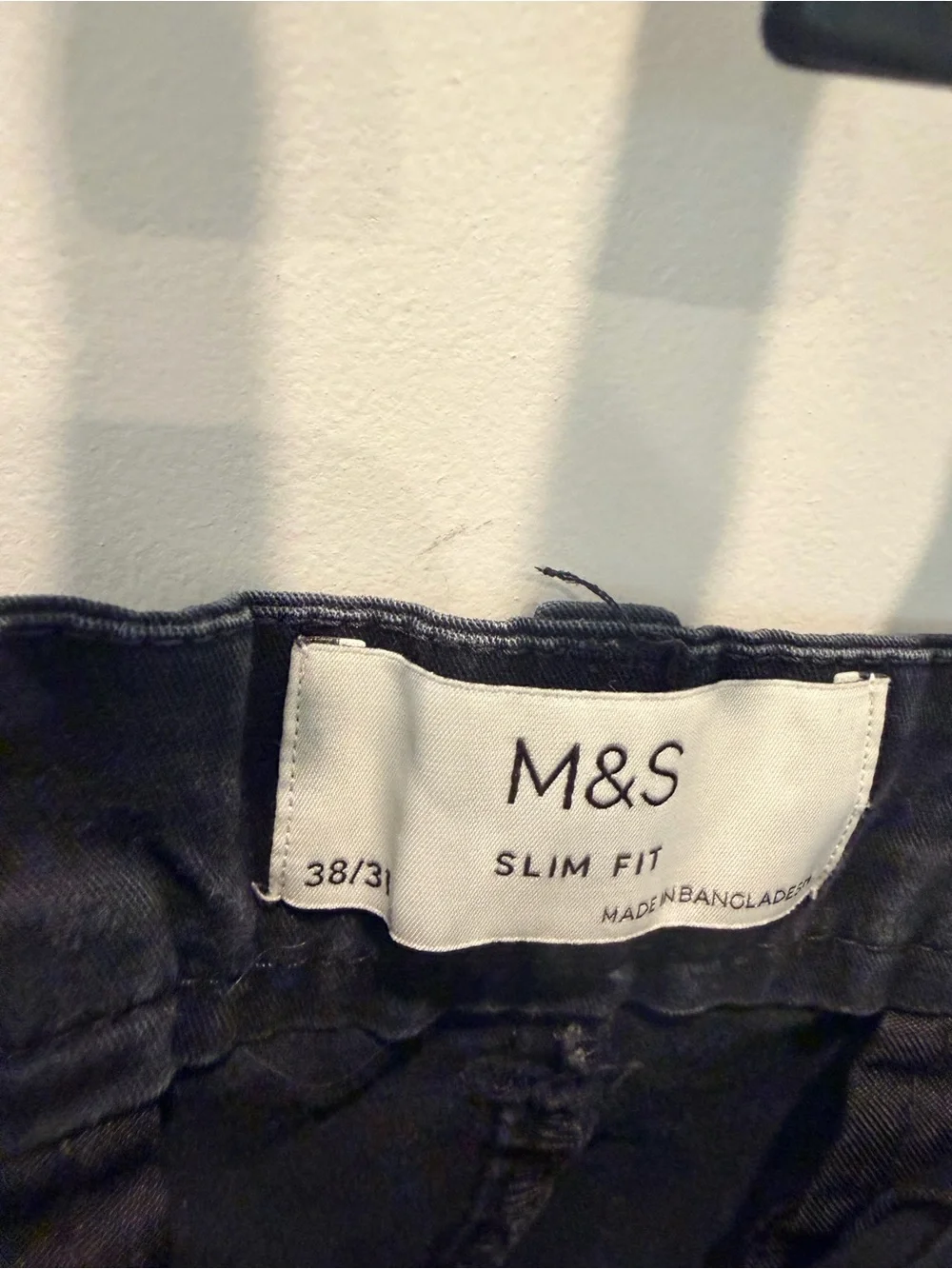 M&S Marks Spencer Slim Fit Chino Pants 38x31 Black Charcoal Mens Trousers